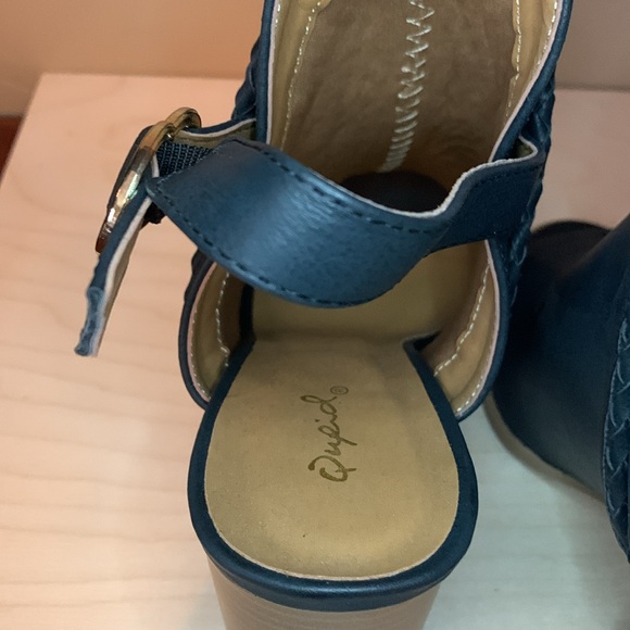 Qupid open toe chunky heel sling black size 9 (238) - Picture 5 of 10